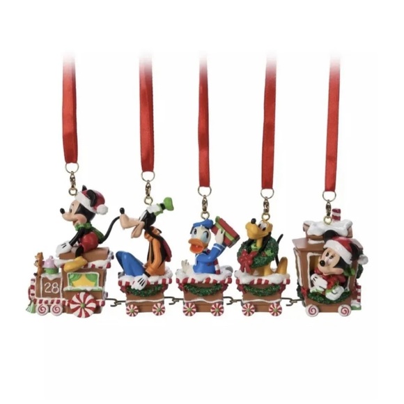 Disney Mickey Mouse Minnie Goofy Pluto Donald Christmas Ornaments Train Set - Picture 6 of 7